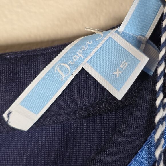 Draper James Dress Womens XS Navy Blue Persley Ponte Fit Flare Old Money Work - Picture 6 of 6